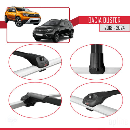Compatible avec Dacia Duster 2 (HM) 2018-2024 ACE-1 Barres de Toit Railing Porte-Bagages de Voiture Noir Aluminium 3 Barres