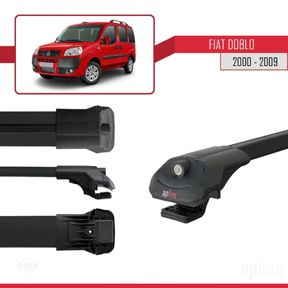 Compatible avec Fiat Doblo 2000-2009 ACE-1 Barres de Toit Railing Porte-Bagages de Voiture Noir Aluminium 2 Barres