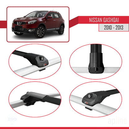Compatible avec Nissan Qashqai (J10) Post-Facelift 2010-2013 ACE-1 Barres de Toit Railing Porte-Bagages de Voiture Noir Aluminium 3 Barres