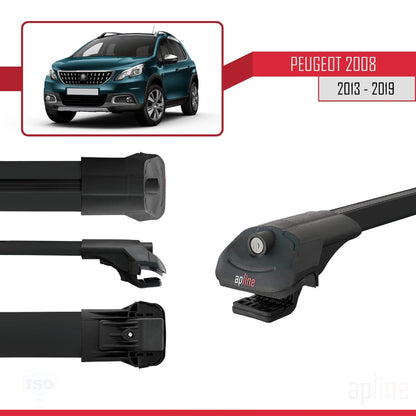 Compatible with Peugeot 2008 (A94) 2013-2019 ACE-1 Car Roof Rack Cross Bar Black Aluminium 2 Bars