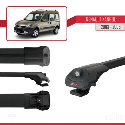 Compatible avec Renault Kangoo (X76) Post-Facelift 2003-2008 ACE-1 Barres de Toit Railing Porte-Bagages de Voiture Noir Aluminium 2 Barres