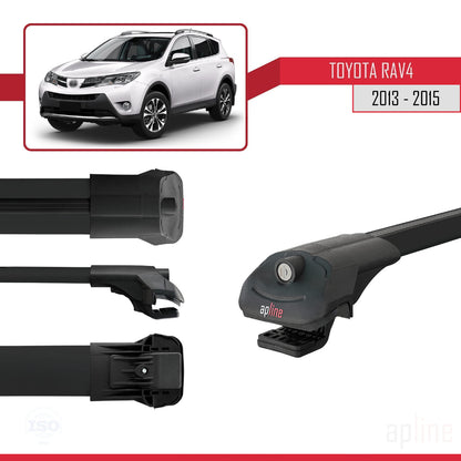 Compatible avec Toyota RAV4 IV (XA40) Pre-Facelift 2013-2015 ACE-1 Barres de Toit Railing Porte-Bagages de Voiture Noir Aluminium 2 Barres