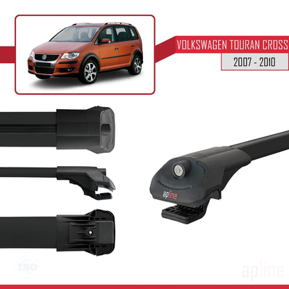Compatible avec Volkswagen Touran Cross Pre-Facelift 2007-2010 ACE-1 Barres de Toit Railing Porte-Bagages de Voiture Noir Aluminium 2 Barres