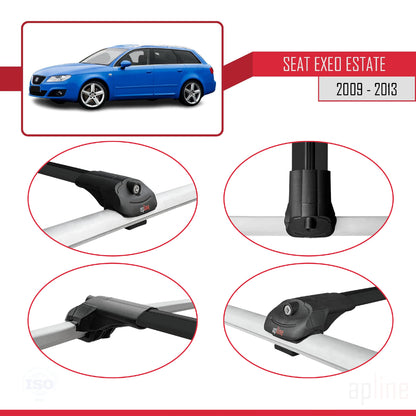 Compatible with Seat Exeo (3R9) ST 2009-2013 ACE-1 Car Roof Rack Cross Bar Black Aluminium 3 Bars