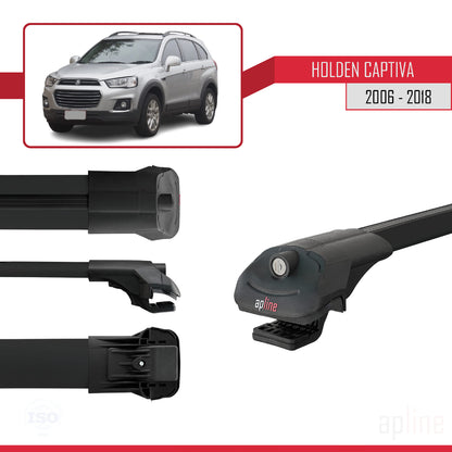 Compatible avec Holden Captiva 2006-2018 ACE-1 Barres de Toit Railing Porte-Bagages de Voiture Noir Aluminium 2 Barres