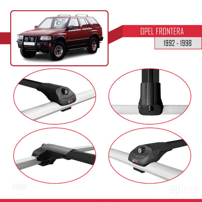 Compatible with Opel Frontera 1992-1998 ACE-1 Car Roof Rack Cross Bar Black Aluminium 2 Bars