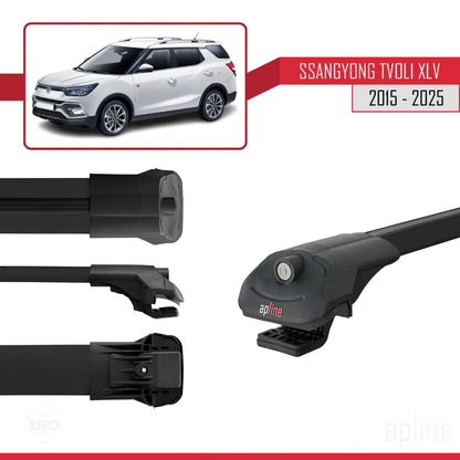 Compatible avec Ssangyong Tivoli XLV 2015-2025 ACE-1 Barres de Toit Railing Porte-Bagages de Voiture Noir Aluminium 3 Barres