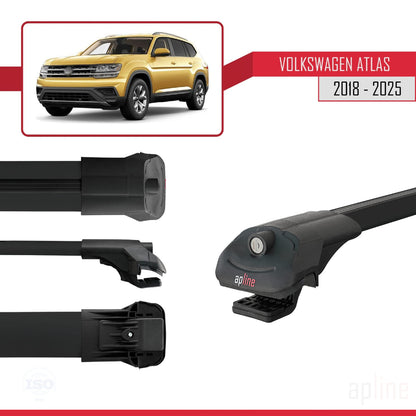 Compatible avec Volkswagen Atlas (CA1) 2018-2025 ACE-1 Barres de Toit Railing Porte-Bagages de Voiture Noir Aluminium 3 Barres