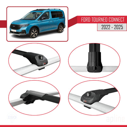 Compatible avec Ford Transit/Tourneo Connect 3 2022-2025 ACE-1 Barres de Toit Railing Porte-Bagages de Voiture Noir Aluminium 2 Barres