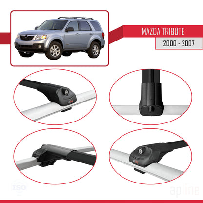 Compatible avec Mazda Tribute 2000-2007 ACE-1 Barres de Toit Railing Porte-Bagages de Voiture Noir Aluminium 3 Barres