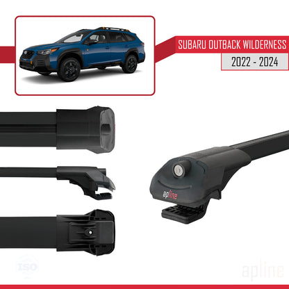 Compatible avec Subaru Outback Wilderness 2022-2024 ACE-1 Barres de Toit Railing Porte-Bagages de Voiture Noir Aluminium 3 Barres
