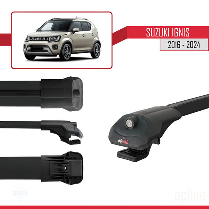 Compatible avec Suzuki Ignis 2016-2024 ACE-1 Barres de Toit Railing Porte-Bagages de Voiture Noir Aluminium 2 Barres