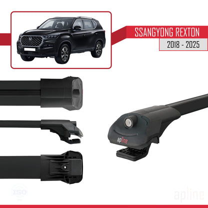 Compatible avec SsangYong Rexton 2018-2025 ACE-1 Barres de Toit Railing Porte-Bagages de Voiture Noir Aluminium 3 Barres