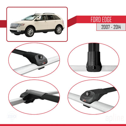Compatible avec Ford Edge 2007-2014 ACE-1 Barres de Toit Railing Porte-Bagages de Voiture Noir Aluminium 3 Barres