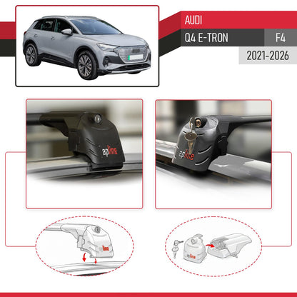 Compatible avec Audi Q4 (F4) E-Tron 2021-2026 ACE-2 modèle Barres de Toit Railing Porte-Bagages de Voiture Noir Aluminium Barres
