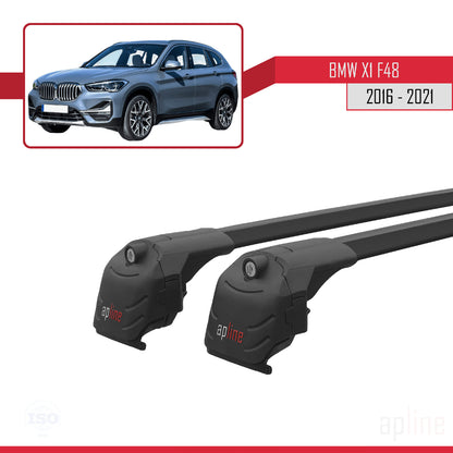 Compatible avec BMW X1 (F48) 2016-2022 ACE-2 Barres de Toit Railing Porte-Bagages de Voiture Noir Aluminium 2 Barres