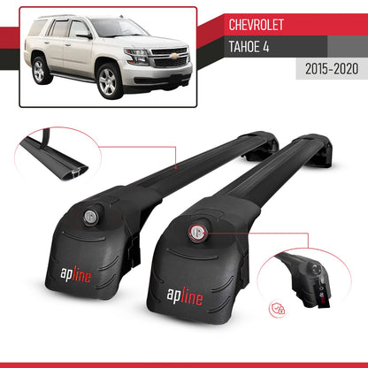 Compatible avec Chevrolet Tahoe 4 2015-2020 ACE-2 modèle Barres de Toit Railing Porte-Bagages de Voiture Noir Aluminium Barres