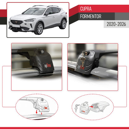 Compatible avec Cupra Formentor 2020-2026 ACE-2 modèle Barres de Toit Railing Porte-Bagages de Voiture Noir Aluminium Barres