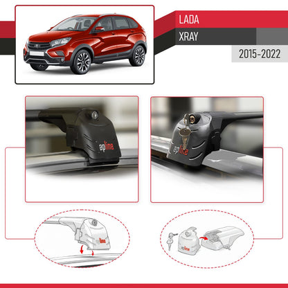 Compatible avec Lada Xray 2015-2022 ACE-2 modèle Barres de Toit Railing Porte-Bagages de Voiture Noir Aluminium Barres