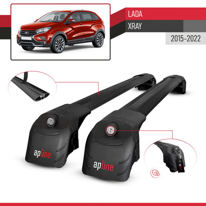 Compatible avec Lada Xray 2015-2022 ACE-2 modèle Barres de Toit Railing Porte-Bagages de Voiture Noir Aluminium Barres