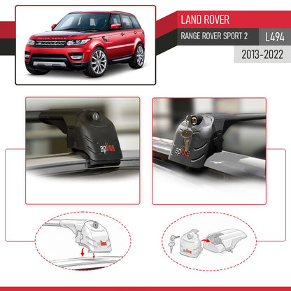 Compatible with Land Rover Range Rover Sport 2 (L494) 2014-2022 ACE-2 Car Roof Rack Cross Bar Black Aluminium 2 Bars