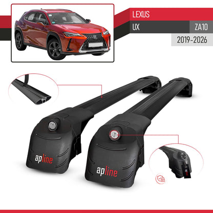Compatible avec Lexus UX (ZA10) 2019-2026 ACE-2 modèle Barres de Toit Railing Porte-Bagages de Voiture Noir Aluminium Barres