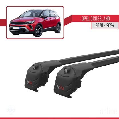 Compatible avec Opel Crossland 2020-2024 ACE-2 Barres de Toit Railing Porte-Bagages de Voiture Noir Aluminium 2 Barres
