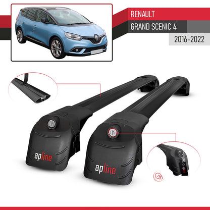 Compatible with Renault Grand Scenic 4 2017-2022 ACE-2 Car Roof Rack Cross Bar Black Aluminium 2 Bars