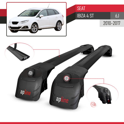 Compatible avec Seat Ibiza 4 (6J) ST 2010-2017 ACE-2 modèle Barres de Toit Railing Porte-Bagages de Voiture Noir Aluminium Barres