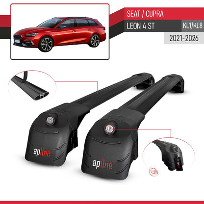 Compatible avec Seat/Cupra Leon 4 ST (KL1/KL8) 2021-2026 ACE-2 modèle Barres de Toit Railing Porte-Bagages de Voiture Noir Aluminium Barres
