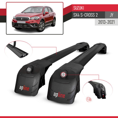 Compatible with Suzuki SX4 S-Cross 3 (JYB) 2013-2021 ACE-2 Car Roof Rack Cross Bar Black Aluminium 2 Bars