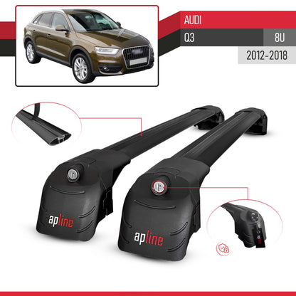Compatible with Q3 (8U) 2012-2018 ACE-2 Car Roof Rack Cross Bar Black Aluminium 2 Bars