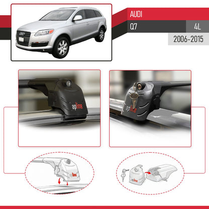 Compatible avec Audi Q7 (4L) 2006-2015 ACE-2 modèle Barres de Toit Railing Porte-Bagages de Voiture Noir Aluminium Barres