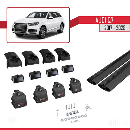 Compatible avec Q7 (4M) 2016-2025 ACE-2 Barres de Toit Railing Porte-Bagages de Voiture Noir Aluminium 2 Barres