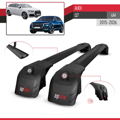 Compatible avec Audi Q7 (4M) 2015-2026 ACE-2 modèle Barres de Toit Railing Porte-Bagages de Voiture Noir Aluminium Barres