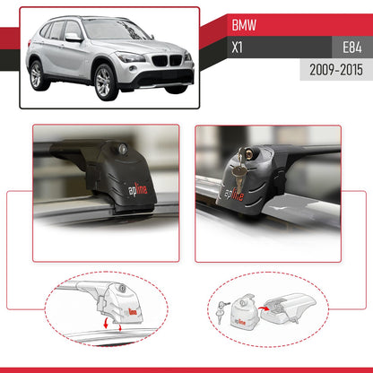 Compatible avec BMW X1 (E84) 2009-2015 ACE-2 modèle Barres de Toit Railing Porte-Bagages de Voiture Noir Aluminium Barres
