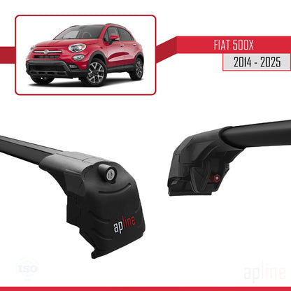 Compatible avec Fiat 500 X 2014-2025 ACE-2 Barres de Toit Railing Porte-Bagages de Voiture Noir Aluminium 2 Barres