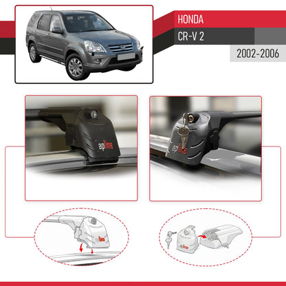 Compatible avec Honda CR-V 2 2002-2006 ACE-2 modèle Barres de Toit Railing Porte-Bagages de Voiture Noir Aluminium Barres