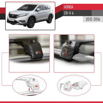 Compatible with Honda CR-V 4 2012-2016 ACE-2 Car Roof Rack Cross Bar Black Aluminium 2 Bars