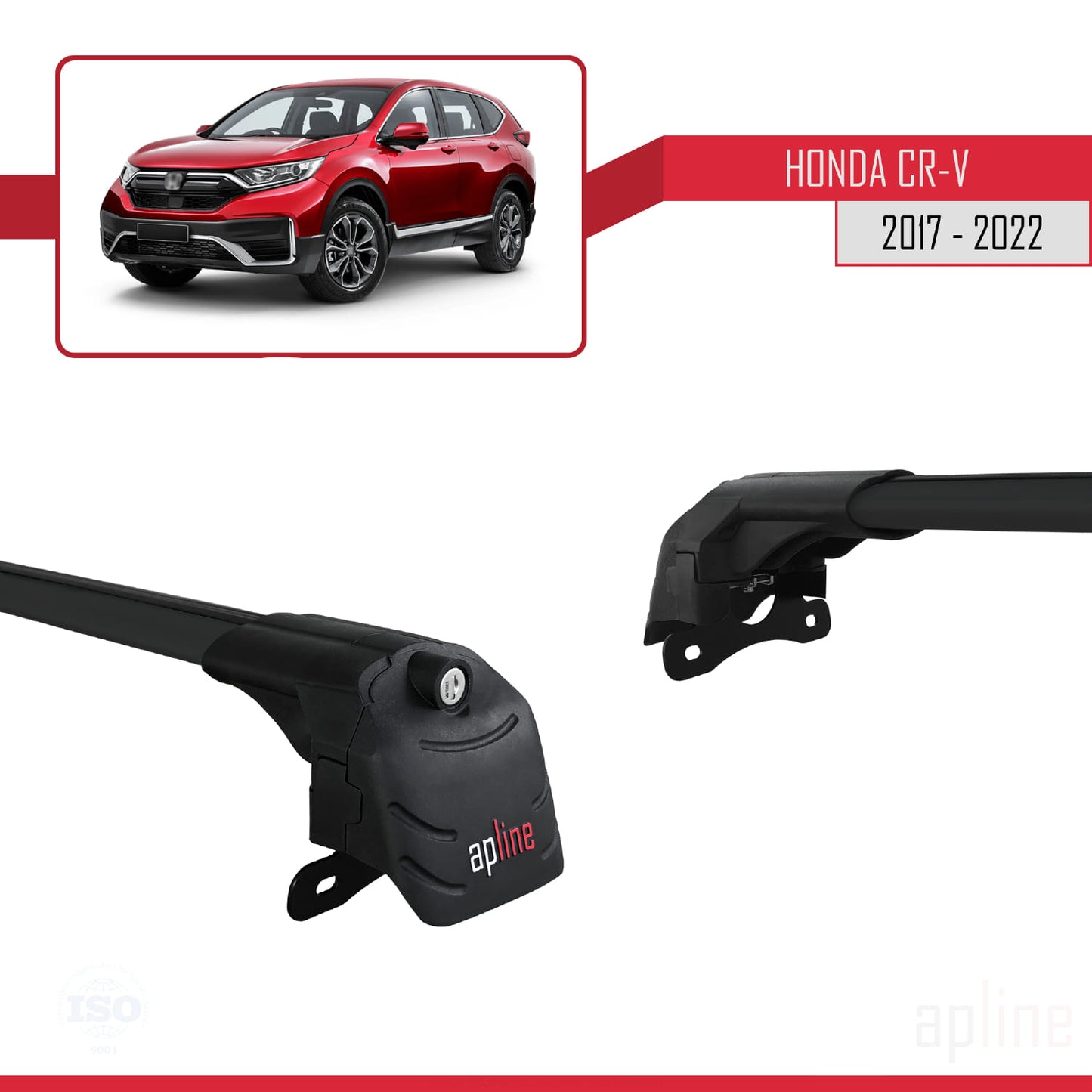 Compatible avec Honda CR-V 5 2017-2022 ACE-2 Barres de Toit Railing Porte-Bagages de Voiture Noir Aluminium 2 Barres