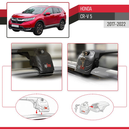 Compatible with Honda CR-V 5 2017-2022 ACE-2 Car Roof Rack Cross Bar Black Aluminium 2 Bars