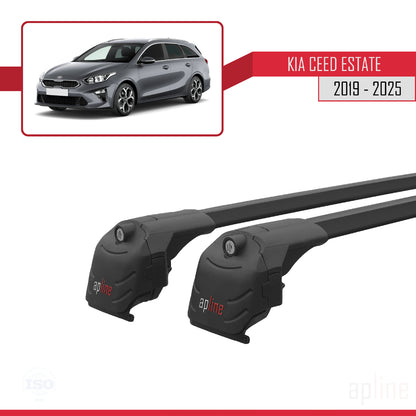 Compatible avec Kia Ceed 3 (CD) Break 2019-2025 ACE-2 Barres de Toit Railing Porte-Bagages de Voiture Noir Aluminium 2 Barres