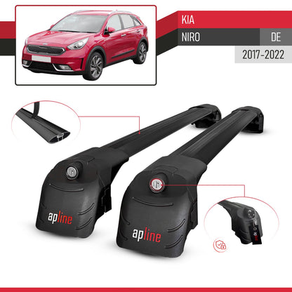 Compatible avec Kia Niro (DE) 2017-2022 ACE-2 modèle Barres de Toit Railing Porte-Bagages de Voiture Noir Aluminium Barres