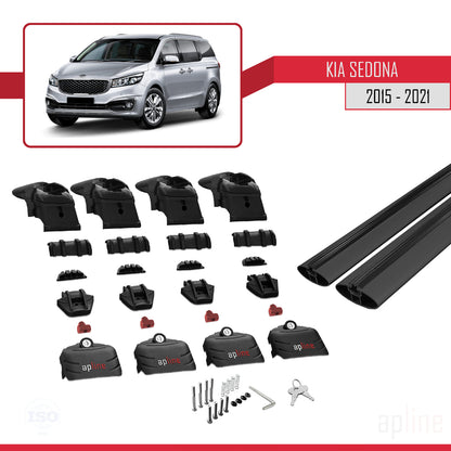 Compatible with Kia Sedona 3 (YP) 2015-2021 ACE-2 Car Roof Rack Cross Bar Black Aluminium 2 Bars