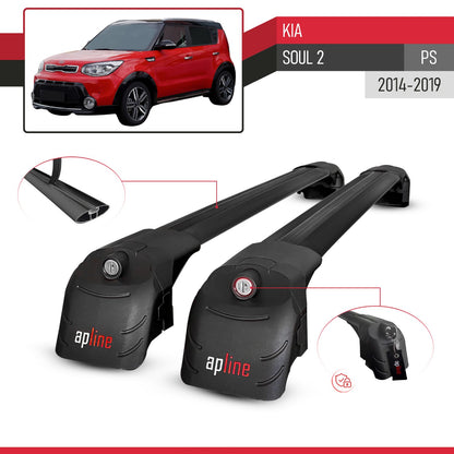 Compatible with Kia Soul 2 (PS) 2014-2019 ACE-2 Car Roof Rack Cross Bar Black Aluminium 2 Bars