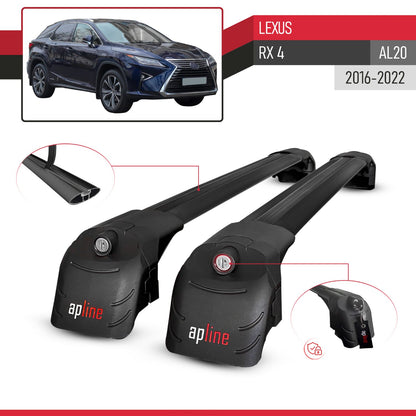 Compatible with Lexus RX 4 (AL20) 2016-2022 ACE-2 Car Roof Rack Cross Bar Black Aluminium 2 Bars