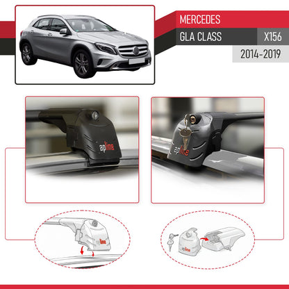 Compatible avec Mercedes GLA Class (X156) 2014-2019 ACE-2 modèle Barres de Toit Railing Porte-Bagages de Voiture Noir Aluminium Barres