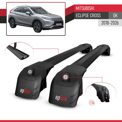 Compatible avec Mitsubishi Eclipse Cross (GK) 2018-2026 ACE-2 modèle Barres de Toit Railing Porte-Bagages de Voiture Noir Aluminium Barres