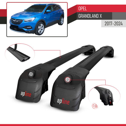 Compatible with Opel Grandland X 2018-2021 ACE-2 Car Roof Rack Cross Bar Black Aluminium 2 Bars