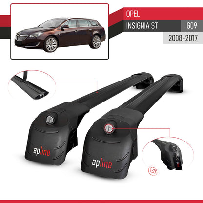 Compatible with Opel Insignia (G09) ST 2009-2017 ACE-2 Car Roof Rack Cross Bar Black Aluminium 2 Bars